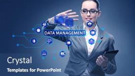  Presentation with data management - Slides consisting of business-people-in-data-management background and a ocean colored foreground