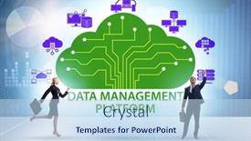  Presentation with data management - Presentation theme consisting of business-people-in-data-management background and a light blue colored foreground