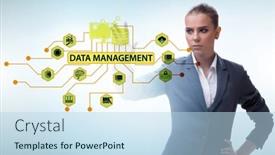  Presentation with data management - PPT theme featuring business-people-in-data-management background and a light blue colored foreground
