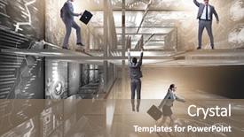  Presentation with data management - Cool new presentation theme with business people in data management backdrop and a coral colored foreground