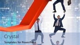  Presentation with recovery - Audience pleasing presentation theme consisting of business-people-in-economic-recovery backdrop and a light blue colored foreground