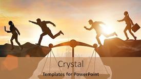  Presentation with fair - Slide set featuring business-people-in-fair-business background and a coral colored foreground