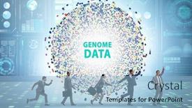  Presentation with genome - Presentation theme having business-people-in-genome-data background and a light blue colored foreground