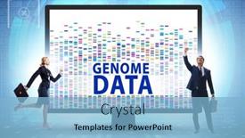  Presentation with genome - Presentation theme consisting of business-people-in-genome-data background and a light blue colored foreground