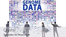  Presentation with genome - Presentation theme having business-people-in-genome-data background and a light gray colored foreground