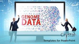  Presentation with genome - Presentation design enhanced with business-people-in-genome-data background and a light blue colored foreground