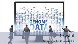  Presentation with genome - Presentation theme consisting of business-people-in-genome-data background and a light blue colored foreground