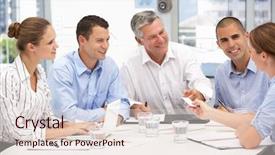  Presentation with meeting - PPT layouts enhanced with business people in meeting background and a lemonade colored foreground