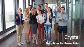  Presentation with group of diverse people - Beautiful presentation theme featuring business people in modern office backdrop and a  colored foreground