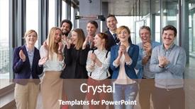  Presentation with group - Presentation with business people in modern office background and a coral colored foreground