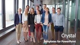  Presentation with shot - Presentation theme having business people in modern office background and a tawny brown colored foreground