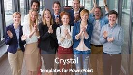  Presentation with group of people praying to god - Slides consisting of business people in modern office background and a  colored foreground