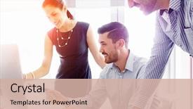  Presentation with modern - Amazing theme having business people in modern office backdrop and a soft green colored foreground