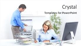  Presentation with young business people - Cool new presentation theme with business people in modern office backdrop and a  colored foreground