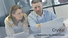  Presentation with people - Slides consisting of business people in office working background and a light gray colored foreground