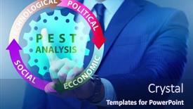  Presentation with pest - Slide deck having business-people-in-pest-analysis background and a navy blue colored foreground