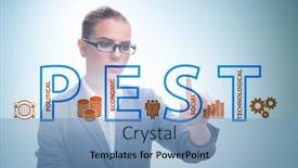  Presentation with pest - PPT layouts consisting of business-people-in-pest-analysis background and a teal colored foreground