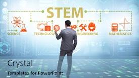  Presentation with stem - Beautiful presentation theme featuring business-people-in-stem-education backdrop and a light blue colored foreground
