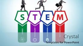  Presentation with stem - Presentation design featuring business-people-in-stem-education background and a light blue colored foreground