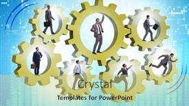  Presentation with teamwork - PPT theme consisting of business-people-in-teamwork-concept background and a soft green colored foreground