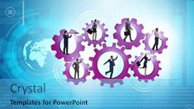  Presentation with teamwork - PPT theme consisting of business-people-in-teamwork-concept background and a  colored foreground