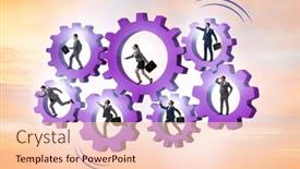  Presentation with teamwork - PPT theme having business-people-in-teamwork-concept background and a lemonade colored foreground