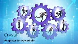  Presentation with teamwork - Presentation design with business-people-in-teamwork-concept background and a light blue colored foreground