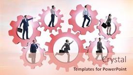  Presentation with teamwork - Slides featuring business-people-in-teamwork-concept background and a lemonade colored foreground