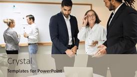  Presentation with team planning - Theme featuring business-people-in-the-international background and a mint green colored foreground