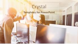  Presentation with motivation - Colorful presentation enhanced with business-people-in-the-office backdrop and a lemonade colored foreground