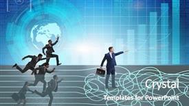  Presentation with uncertainty - Audience pleasing slides consisting of business people in uncertainty concept backdrop and a seafoam green colored foreground