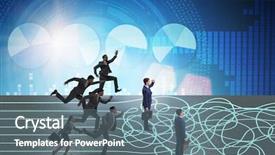  Presentation with uncertainty - Cool new PPT theme with business people in uncertainty concept backdrop and a  colored foreground