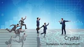  Presentation with uncertainty - Cool new presentation with business people in uncertainty concept backdrop and a light blue colored foreground