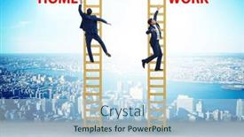  Presentation with balance - Slide set having business-people-in-work-home background and a light blue colored foreground