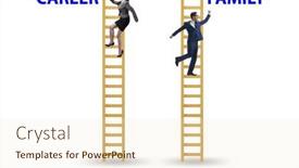  Presentation with balance - PPT theme with business-people-in-work-home background and a cream colored foreground
