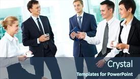  Presentation with formal - PPT theme enhanced with business-people-interacting-with-each background and a ocean colored foreground