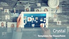  Presentation with international business - Presentation theme consisting of business people international communication headhunting background and a seafoam green colored foreground