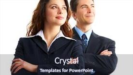  Presentation with young business people - Audience pleasing theme consisting of business people isolated over white backdrop and a wine colored foreground