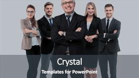 Presentation with diverse group of smiling people giving thumbs up - Audience pleasing presentation design consisting of business people isolated over white backdrop and a dark gray colored foreground