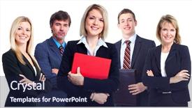  Presentation with professional - PPT theme enhanced with business people isolated over white background and a  colored foreground
