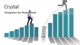  Presentation with bar - PPT theme having business people jumping over bar background and a white colored foreground