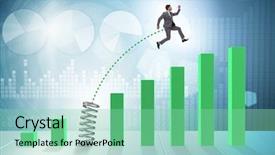  Presentation with target - Amazing slide set having business people jumping over bar backdrop and a mint green colored foreground