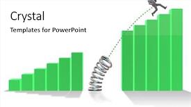  Presentation with target - Presentation theme featuring business people jumping over bar background and a white colored foreground