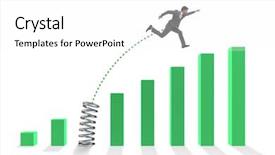  Presentation with bar - Colorful PPT layouts enhanced with business people jumping over bar backdrop and a white colored foreground