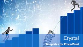  Presentation with bar - Presentation design featuring business-people-jumping-over-bar background and a teal colored foreground