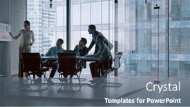  Presentation with listening - Presentation theme with business-people-listening-the-presenter background and a gray colored foreground