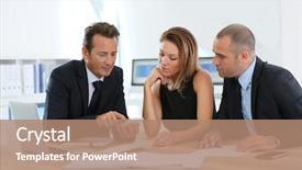  Presentation with forecast - Presentation consisting of european bugdet - business people looking at budget background and a coral colored foreground