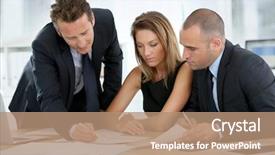  Presentation with forecast - Amazing presentation having business people looking at budget backdrop and a coral colored foreground