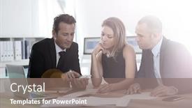  Presentation with forecast - Cool new presentation with business-people-looking-at-budget backdrop and a gray colored foreground