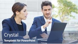  Presentation with future plan - Slide deck enhanced with business people looking at laptop computer and discuss about the future project plan at outdoor cafe background and a ocean colored foreground